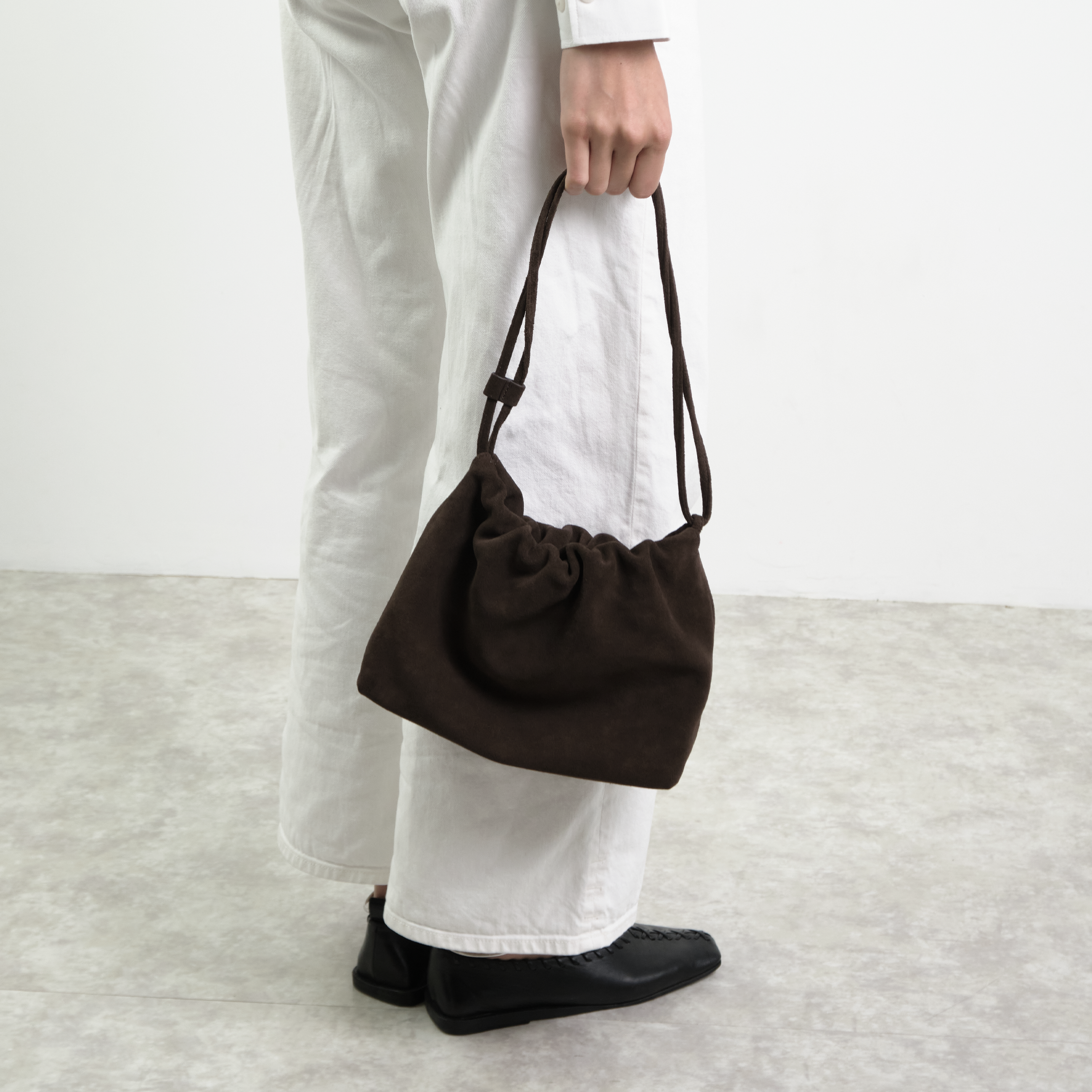 2way Suede Bucket Bag / 2ウェイスウェードバッグ（ダークブラウン・ライトキャメル）