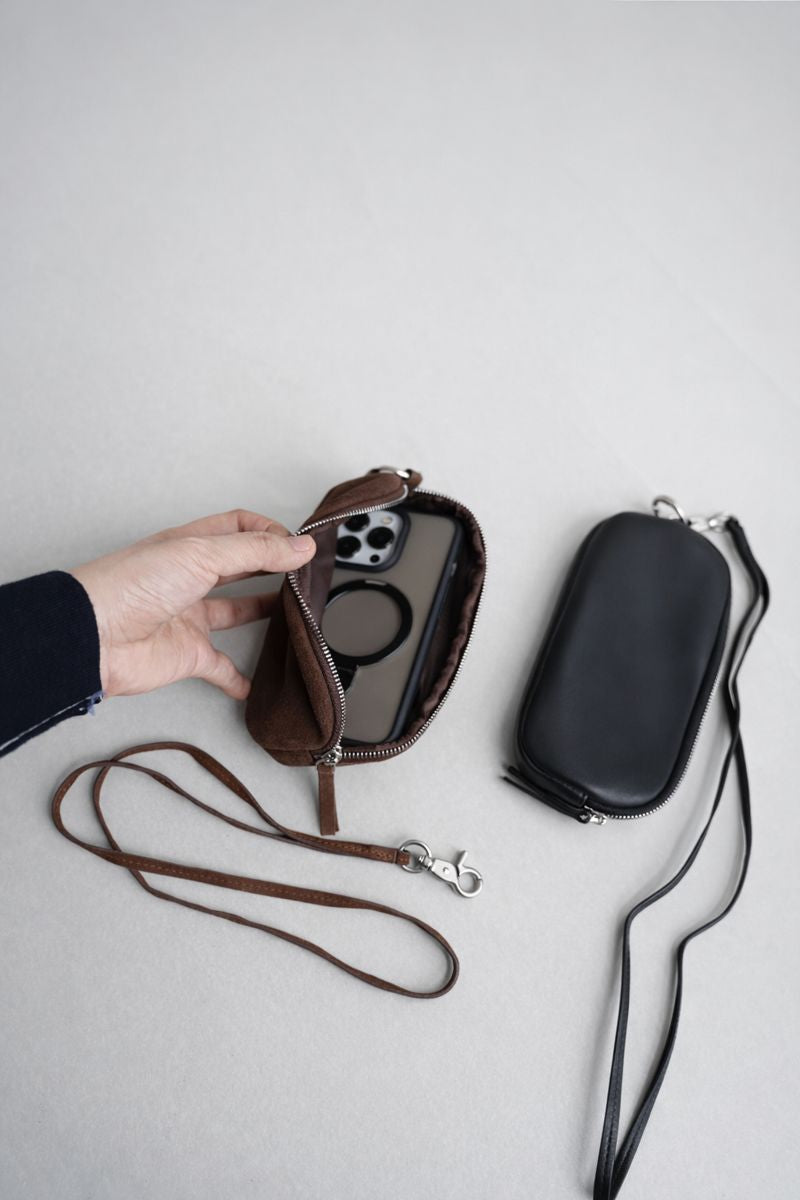 Strap Mini Pouch / ストラップミニポーチ（ブラック・ダークブラウン