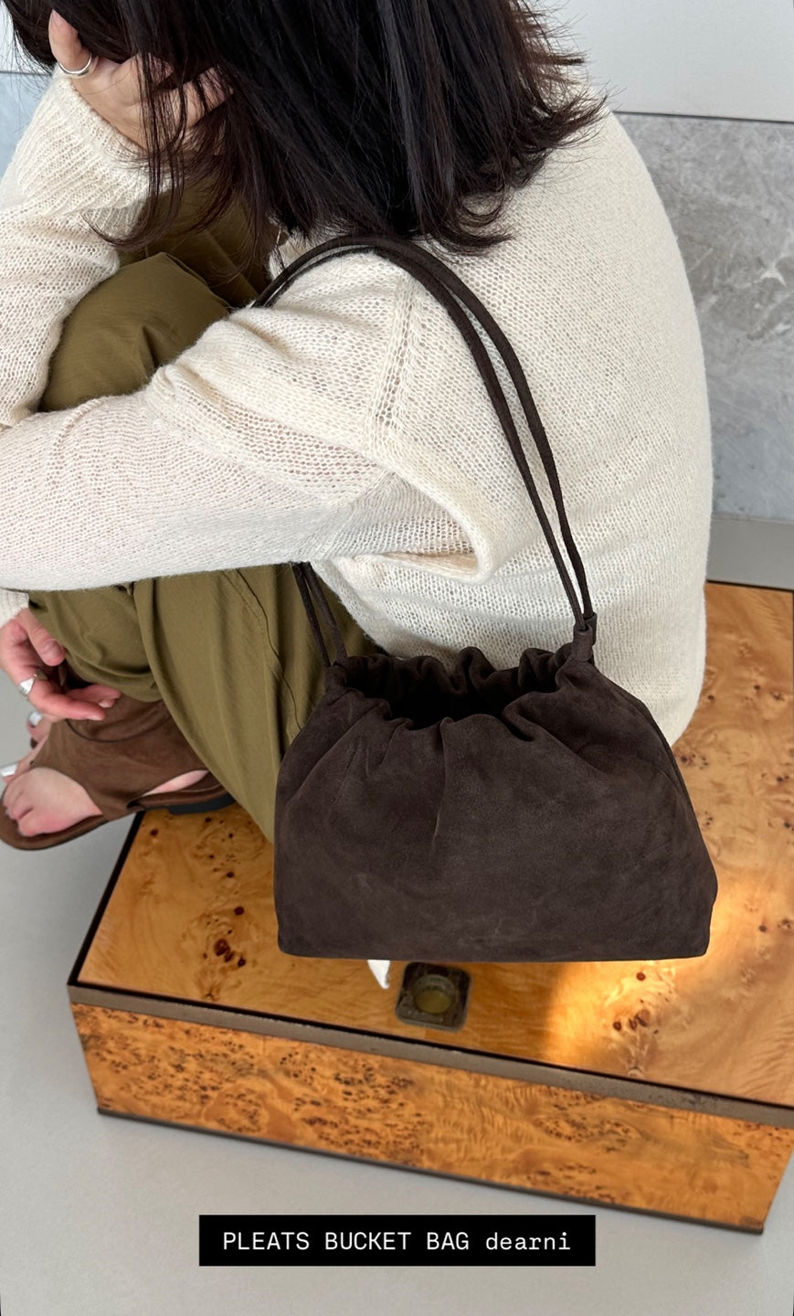2way Suede Bucket Bag / 2ウェイスウェードバッグ（ダークブラウン・ライトキャメル）