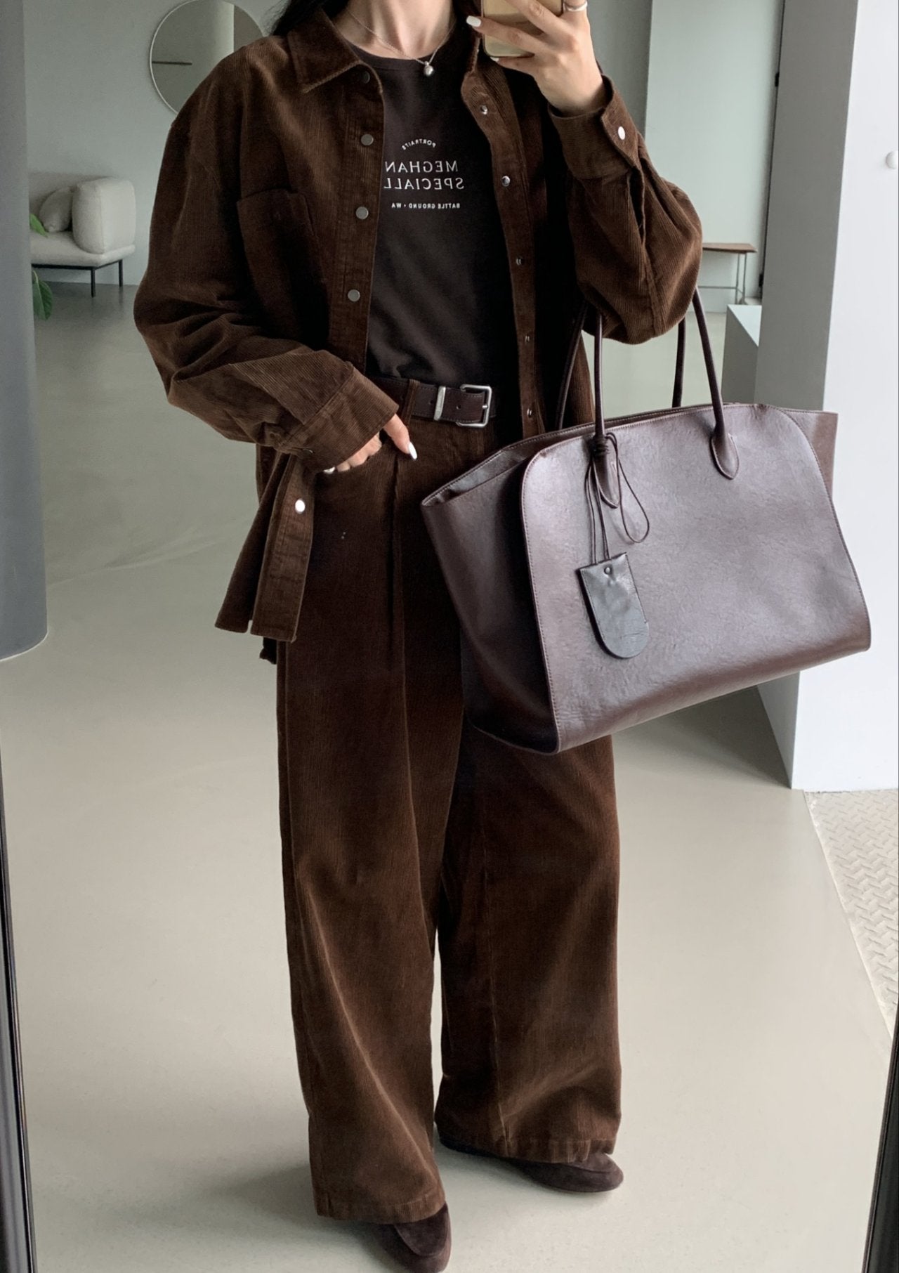 Leather Big Tote Bag / レザービッグトートバッグ（ブラック・ブラウン）